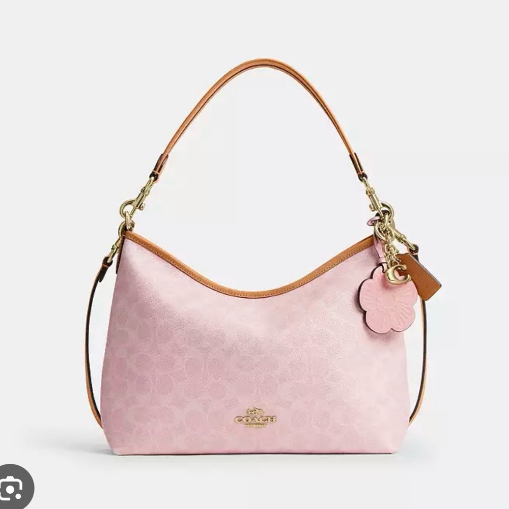 Coach Pink Shoulder Bag with Tan Trim
